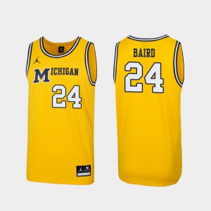 1989 Throwback College Basketball C.J. Baird Michigan Jersey #24 Maize Men Replica