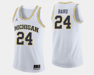 C.J. Baird Michigan Jersey College Basketball White #24 Mens