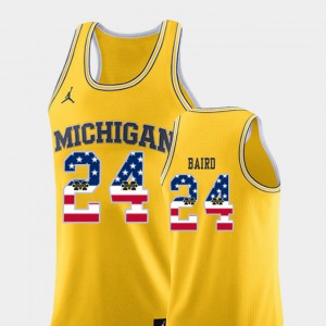 USA Flag #24 Yellow College Basketball Mens C.J. Baird Michigan Jersey