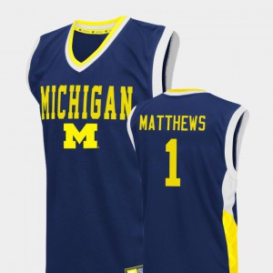 College Basketball Charles Matthews Michigan Jersey Blue Fadeaway Men's #1
