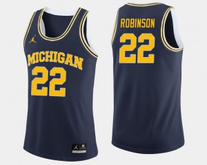#22 Duncan Robinson Michigan Jersey Navy For Men College Basketball