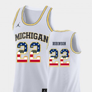 USA Flag College Basketball #22 For Men White Duncan Robinson Michigan Jersey