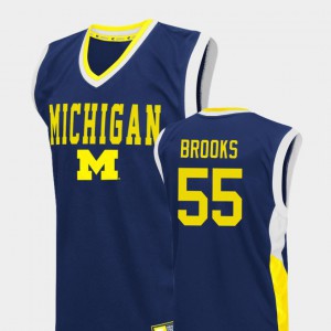 Men's Fadeaway Eli Brooks Michigan Jersey Blue #55 College Basketball