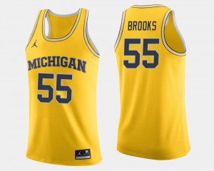 #55 College Basketball Eli Brooks Michigan Jersey Maize Mens