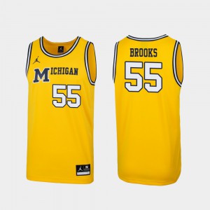 #55 For Men Replica Maize Eli Brooks Michigan Jersey 1989 Throwback College Basketball