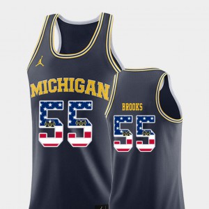 USA Flag Eli Brooks Michigan Jersey Navy College Basketball #55 Men