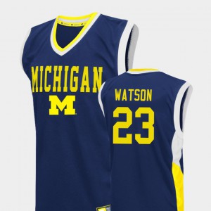 College Basketball #23 Blue Mens Fadeaway Ibi Watson Michigan Jersey
