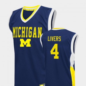 College Basketball Mens Blue Isaiah Livers Michigan Jersey #4 Fadeaway