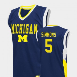 #5 Jaaron Simmons Michigan Jersey Blue College Basketball Fadeaway For Men