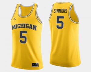 College Basketball For Men Jaaron Simmons Michigan Jersey #5 Maize
