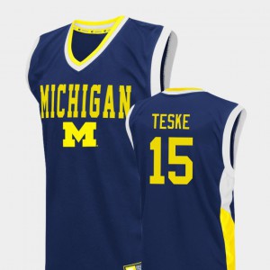 Jon Teske Michigan Jersey Blue Mens #15 Fadeaway College Basketball