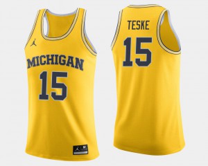 #15 Men College Basketball Maize Jon Teske Michigan Jersey