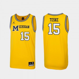 Jon Teske Michigan Jersey Men Maize Replica #15 1989 Throwback College Basketball