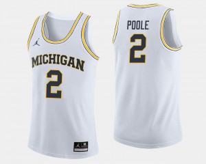 For Men's #2 College Basketball White Jordan Poole Michigan Jersey