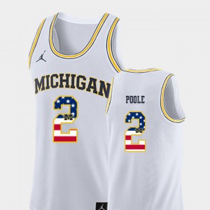 Men's Jordan Poole Michigan Jersey #2 USA Flag White College Basketball