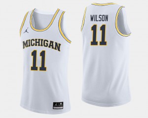 Men's #11 Luke Wilson Michigan Jersey White College Basketball