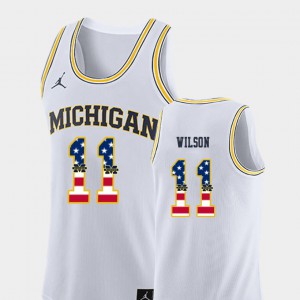 White College Basketball For Men's #11 Luke Wilson Michigan Jersey USA Flag