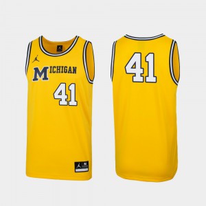#41 Maize Michigan Jersey For Men Replica 1989 Throwback College Basketball