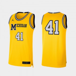 For Men's Michigan Jersey College Basketball Retro Limited #41 Maize