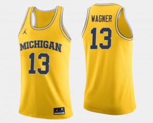 #13 College Basketball Maize Men Moritz Wagner Michigan Jersey