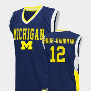 Blue College Basketball #12 Fadeaway Muhammad-Ali Abdur-Rahkman Michigan Jersey Men's
