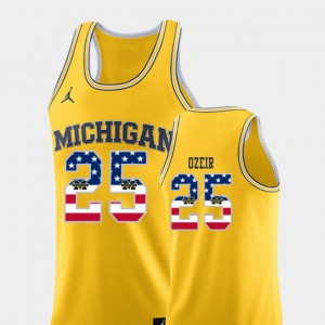Naji Ozeir Michigan Jersey College Basketball USA Flag #25 Men's Yellow