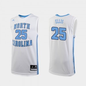 Caleb Ellis UNC Jersey Mens College Basketball White #25 Replica