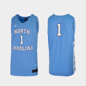 UNC Jersey #1 College Basketball Carolina Blue Replica Men