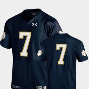 Men #7 Authentic Performance Navy College Football Notre Dame Jersey