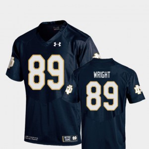 For Men's Brock Wright Notre Dame Jersey #89 Navy College Football Replica