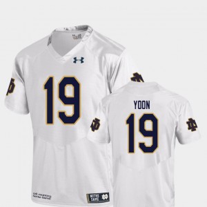 College Football White Justin Yoon Notre Dame Jersey #19 Replica For Men's