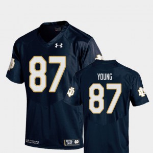 College Football Replica Navy For Men's #87 Michael Young Notre Dame Jersey