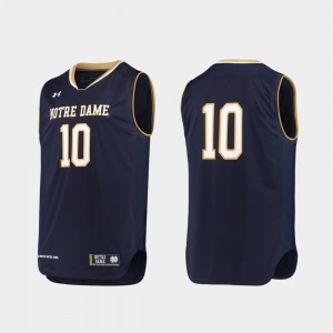 #10 College Basketball Authentic Mens Notre Dame Jersey Navy