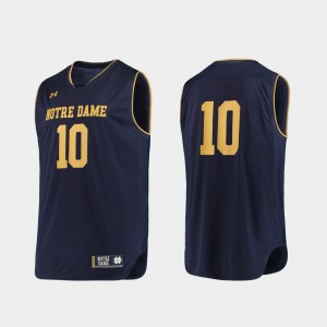 College Basketball #10 Navy Gold Men Authentic Notre Dame Jersey