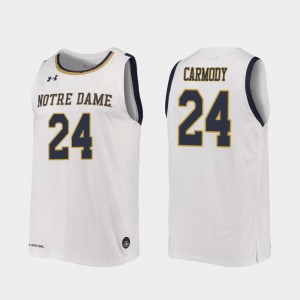 #24 Replica Robby Carmody Notre Dame Jersey For Men White 2019-20 College Basketball