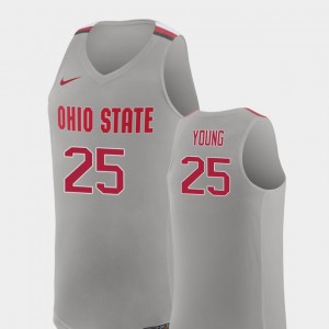 #25 Mens Pure Gray College Basketball Kyle Young OSU Jersey Replica