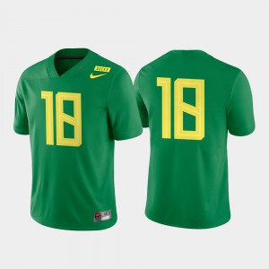 College Football #18 Game Authentic Apple Green Mens Oregon Jersey