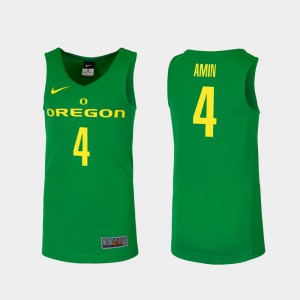 College Basketball #4 Men Replica Ehab Amin Oregon Jersey Green
