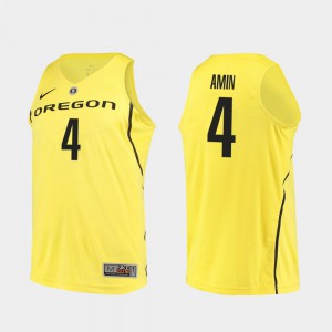 College Basketball For Men #4 Yellow Ehab Amin Oregon Jersey Authentic
