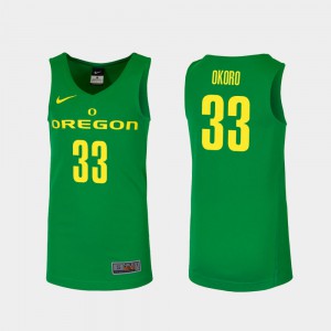 #33 Men's Francis Okoro Oregon Jersey Replica Green College Basketball