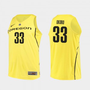 #33 Francis Okoro Oregon Jersey Authentic Men College Basketball Yellow