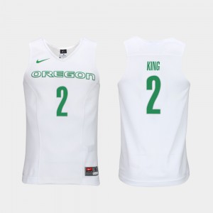 Louis King Oregon Jersey Authentic Performace White Elite Authentic Performance College Basketball #2 For Men