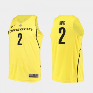 Yellow College Basketball #2 Louis King Oregon Jersey Men Authentic