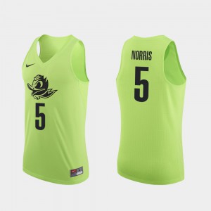 Mens College Basketball Authentic #5 Miles Norris Oregon Jersey Apple Green