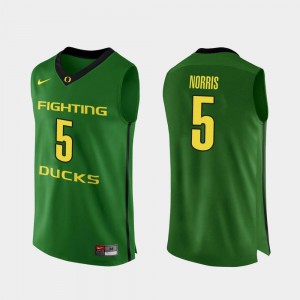 For Men Authentic #5 College Basketball Miles Norris Oregon Jersey Apple Green