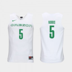 Men Miles Norris Oregon Jersey White Authentic Performace #5 Elite Authentic Performance College Basketball