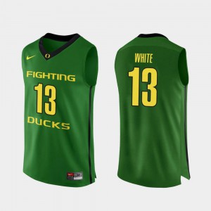 Paul White Oregon Jersey College Basketball #13 Authentic Apple Green For Men's