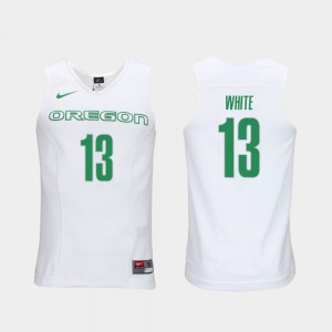 For Men's #13 Paul White Oregon Jersey Elite Authentic Performance College Basketball White Authentic Performace