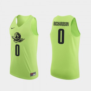 Authentic #0 Will Richardson Oregon Jersey Mens College Basketball Apple Green