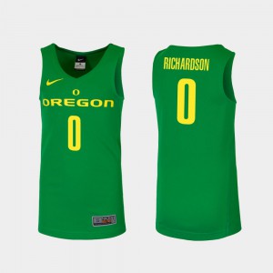 Mens #0 Green Will Richardson Oregon Jersey Replica College Basketball